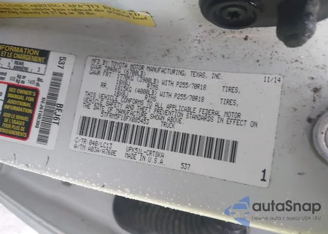 2015 Toyota Tundra Sr 4.6L V8 z USA, uszkodzony, nr VIN 5TFRM5F18FX085453